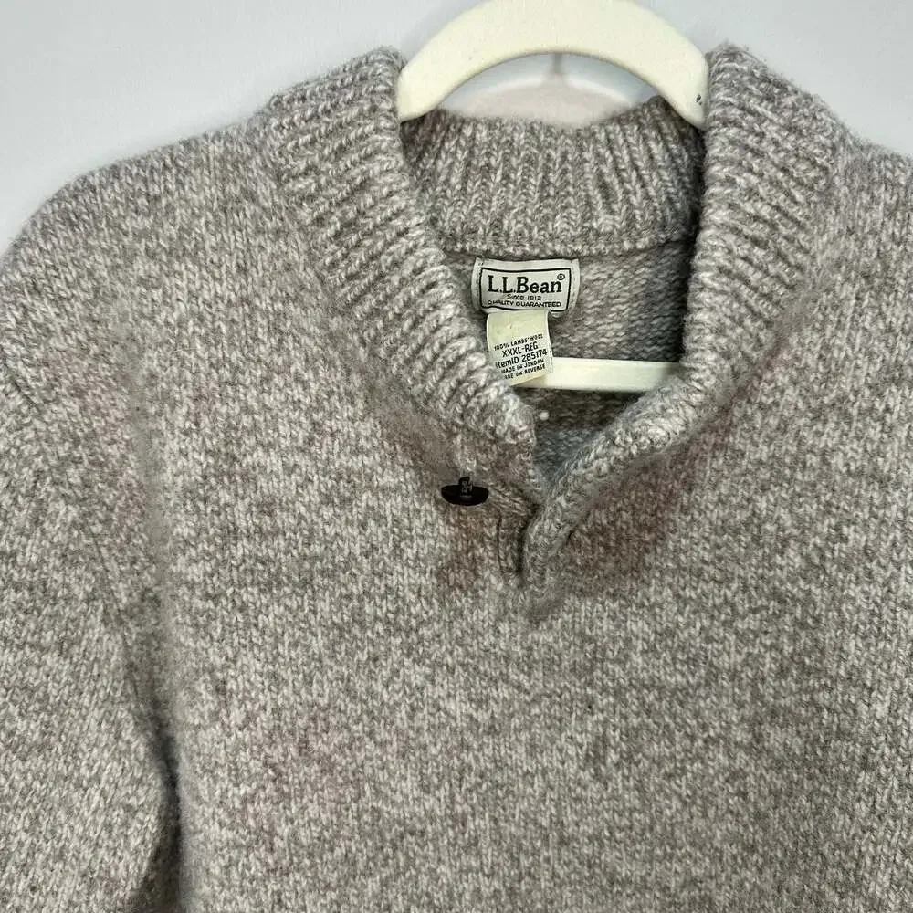 LL Bean Classic Ragg 100% Lamb Wool Sweater, Henley *See measurements* - Picture 5 of 6